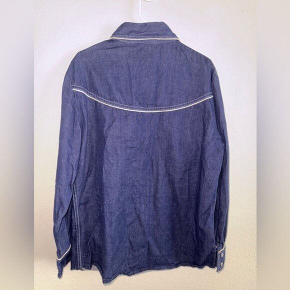 Vintage Bud Berma Men’s Butterfly Collar Western Denim Button Down size XL - Picture 4 of 5